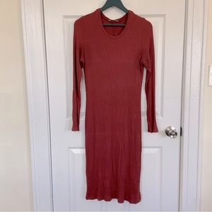 Ribbed Midi REFORMATION Dress in Autumn Red XL